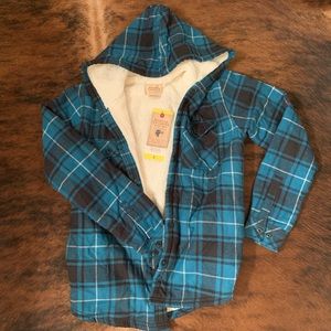 Hooded flannel with fur inside